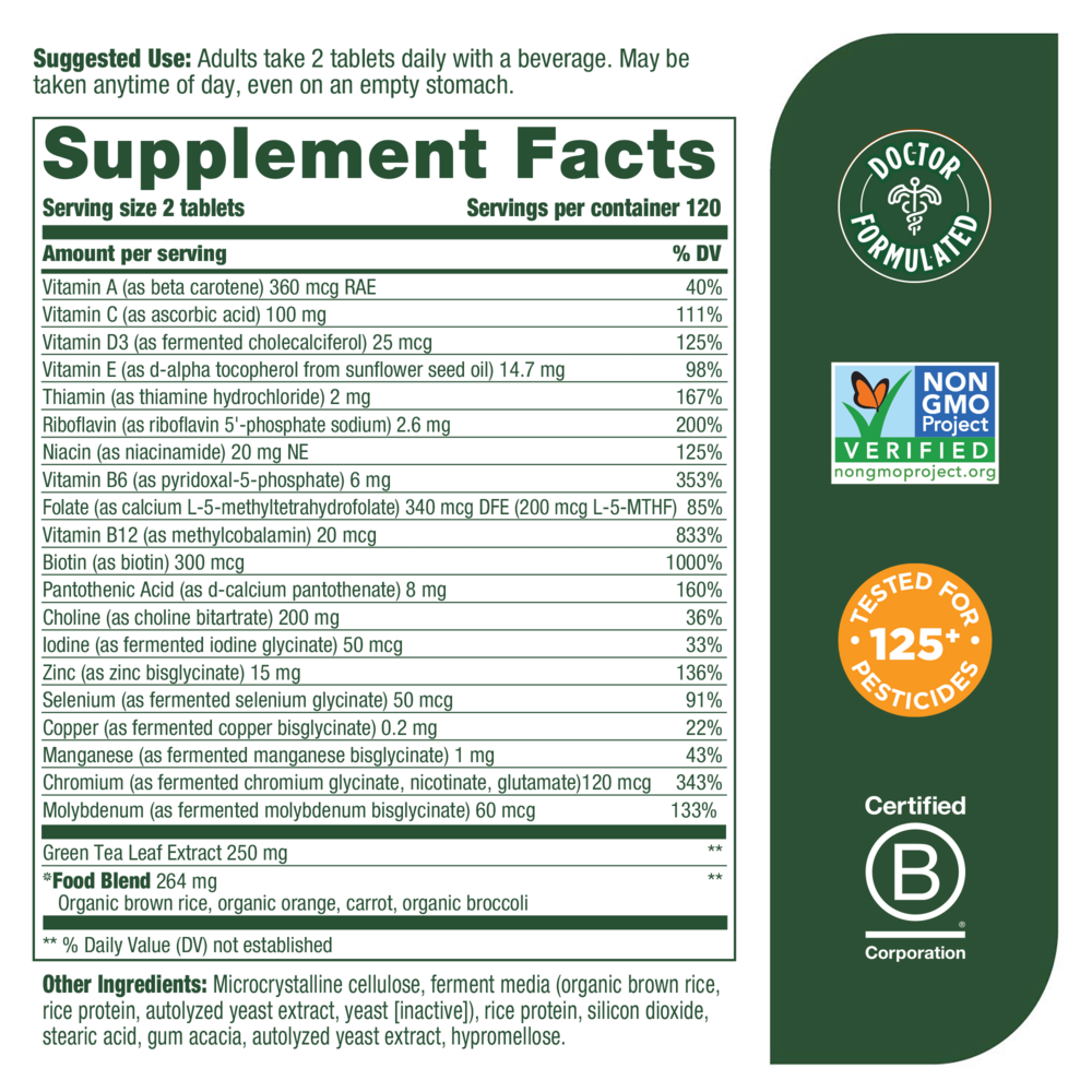 Multi for Women 55+ Supplement Facts Label