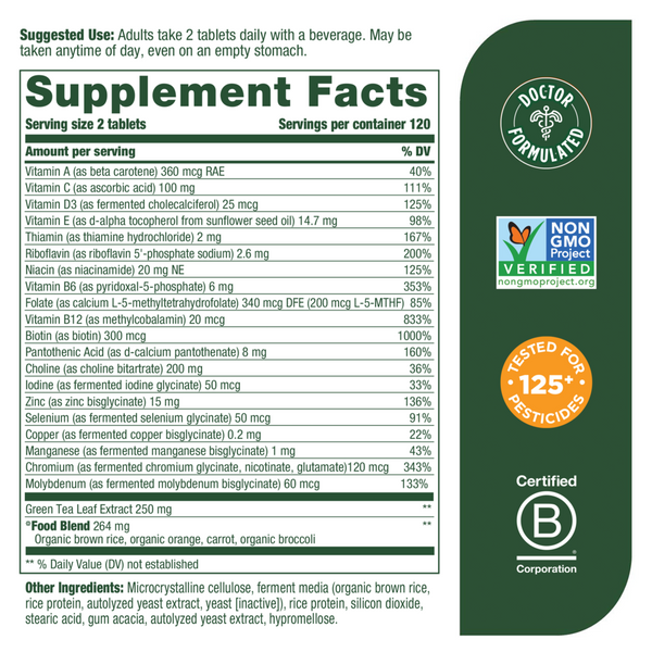 Multi for Women 55+ Supplement Facts Label