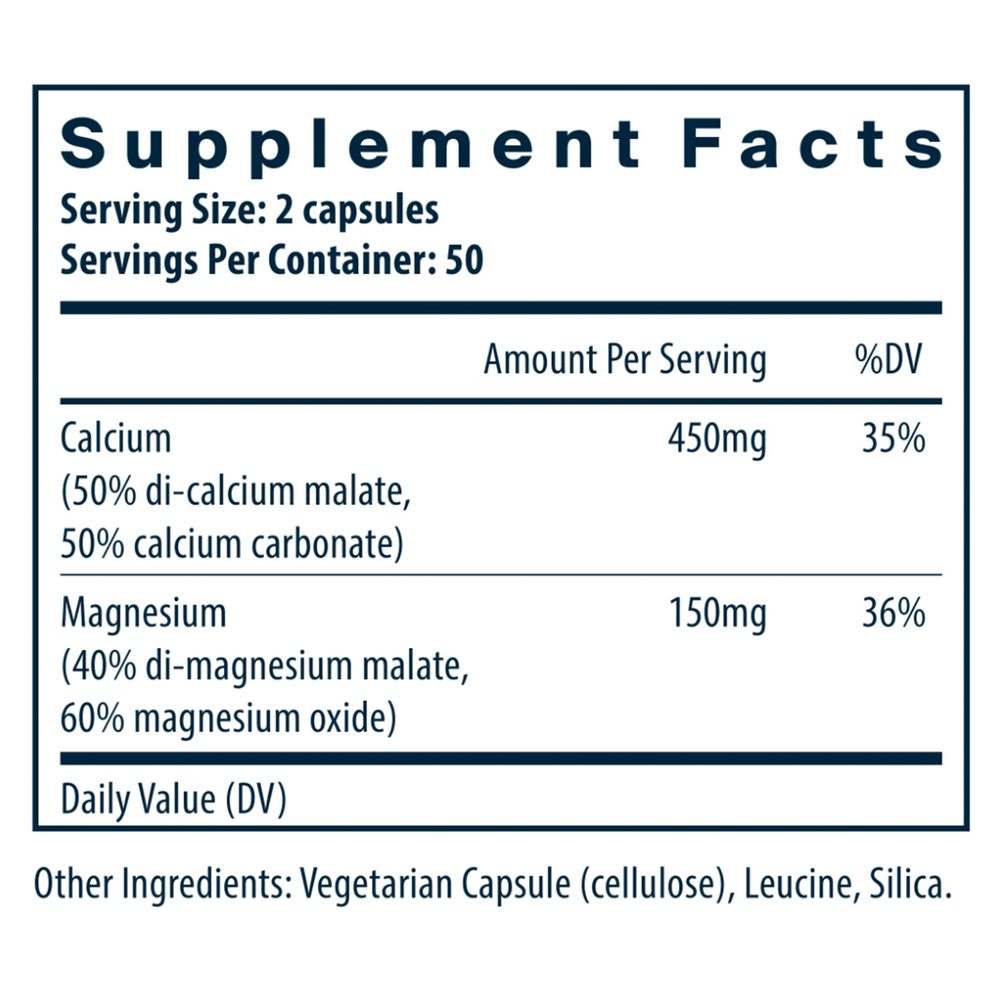 Calcium & Magnesium Supplement Facts Label