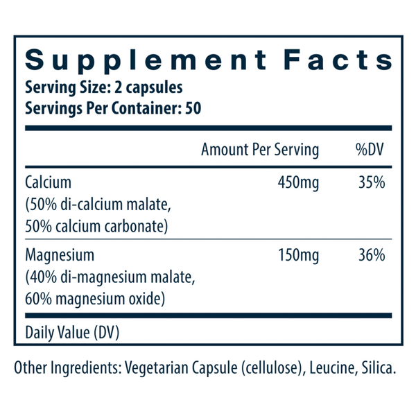 Calcium & Magnesium Supplement Facts Label