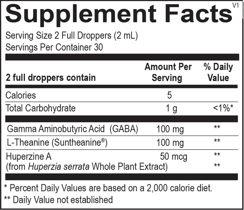 CopaCalm Supplement Facts Label
