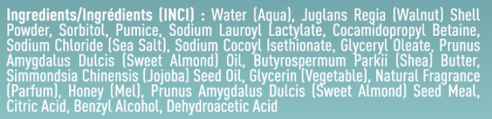 Detoxifying Sea Salt Body Scrub Supplement Facts Label