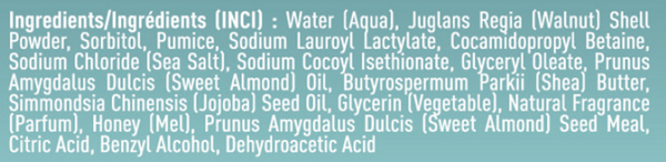 Detoxifying Sea Salt Body Scrub Supplement Facts Label