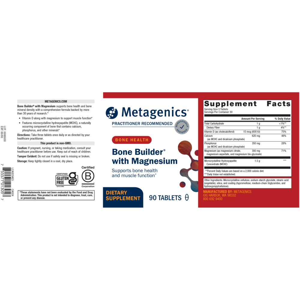 Bone Builder with Magnesium Supplement Facts Label