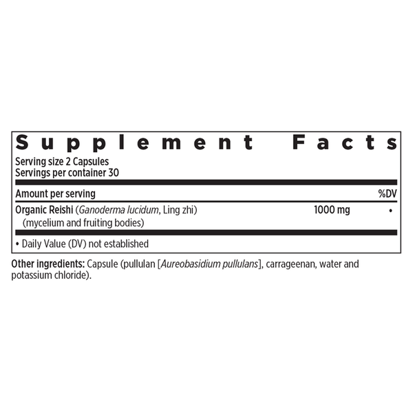 Healthy Aging Reishi Supplement Facts Label