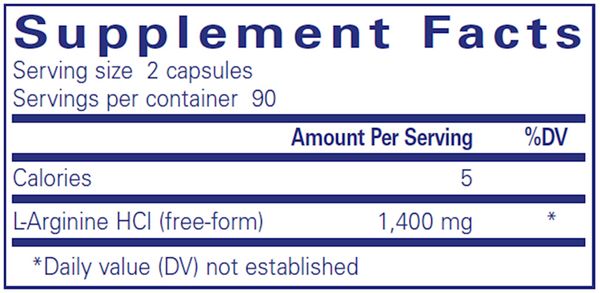 L-Arginine Supplement Facts Label