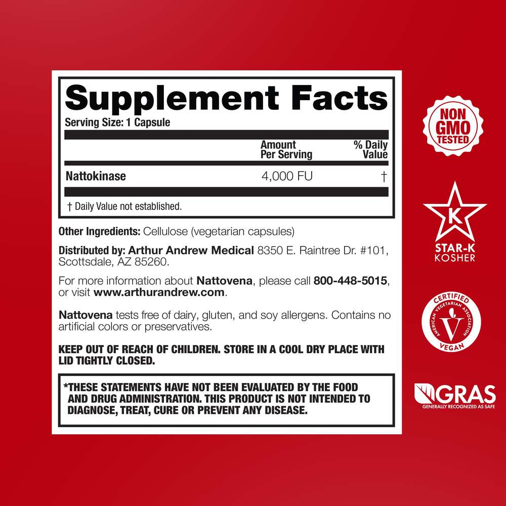 Nattovena Supplement Facts Label