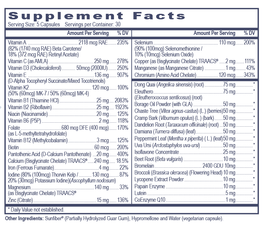 Vibrant Youth Supplement Facts Label