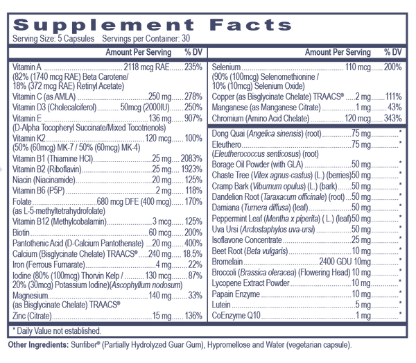 Vibrant Youth Supplement Facts Label