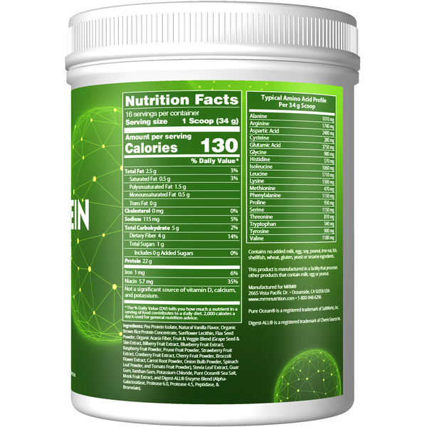 Veggie Protein Vanilla with Superfoods Supplement Facts Label