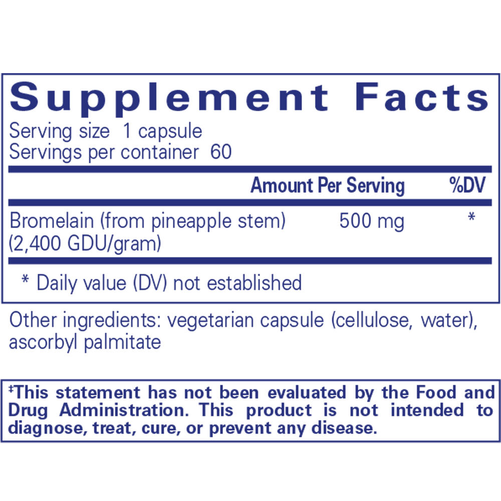 Bromelain 2400 500 mg Supplement Facts Label