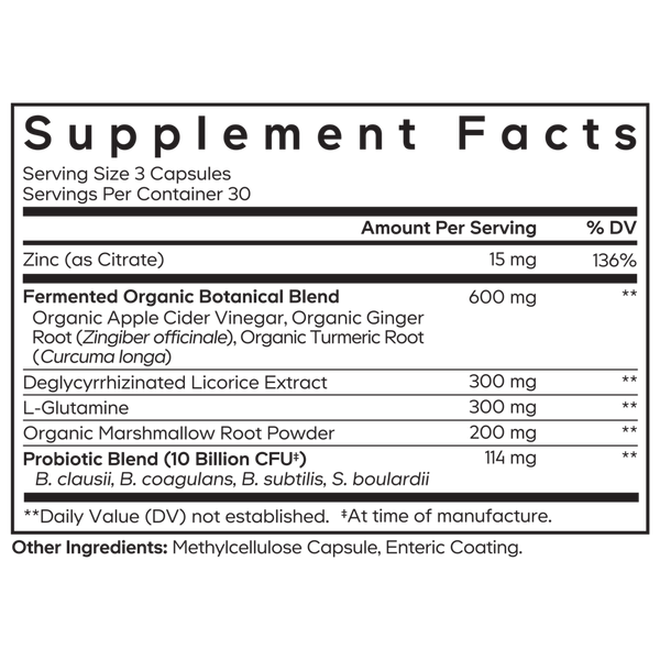 Leaky Gut + Supplement Facts Label