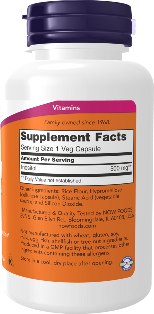 Inositol 500 mg Supplement Facts Label
