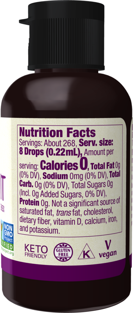Organic Liquid Monk Fruit Supplement Facts Label
