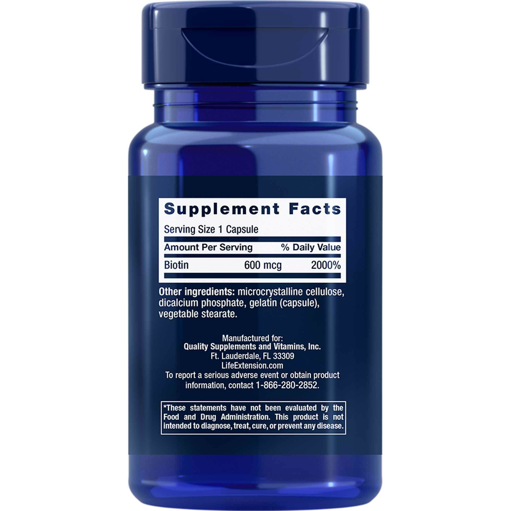 Biotin Supplement Facts Label