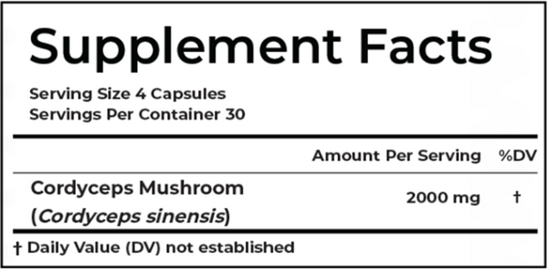 Cordyceps Mushroom Supplement Facts Label