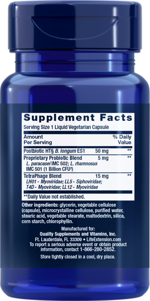 FLORASSIST® GI with Phage Technology Supplement Facts Label
