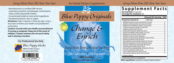 Change & Enrich Supplement Facts Label