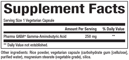 Pharma Gaba 250 mg Supplement Facts Label