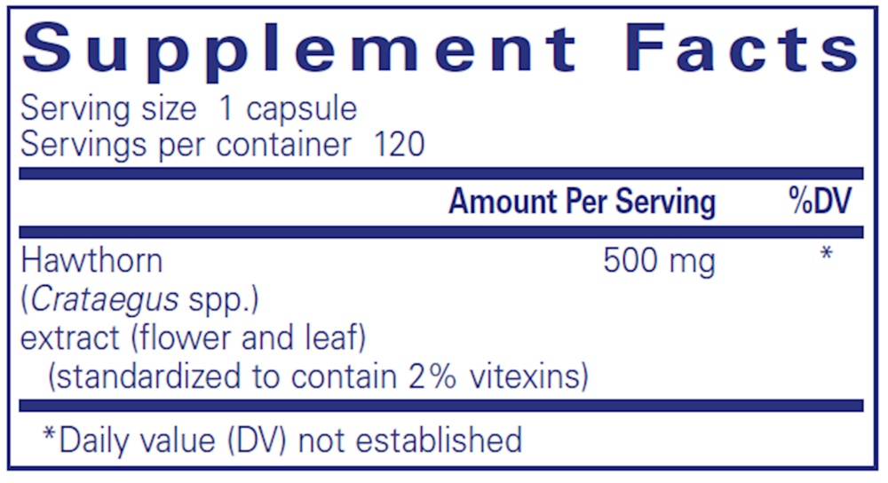 Hawthorn Extract Supplement Facts Label