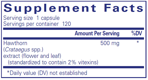 Hawthorn Extract Supplement Facts Label