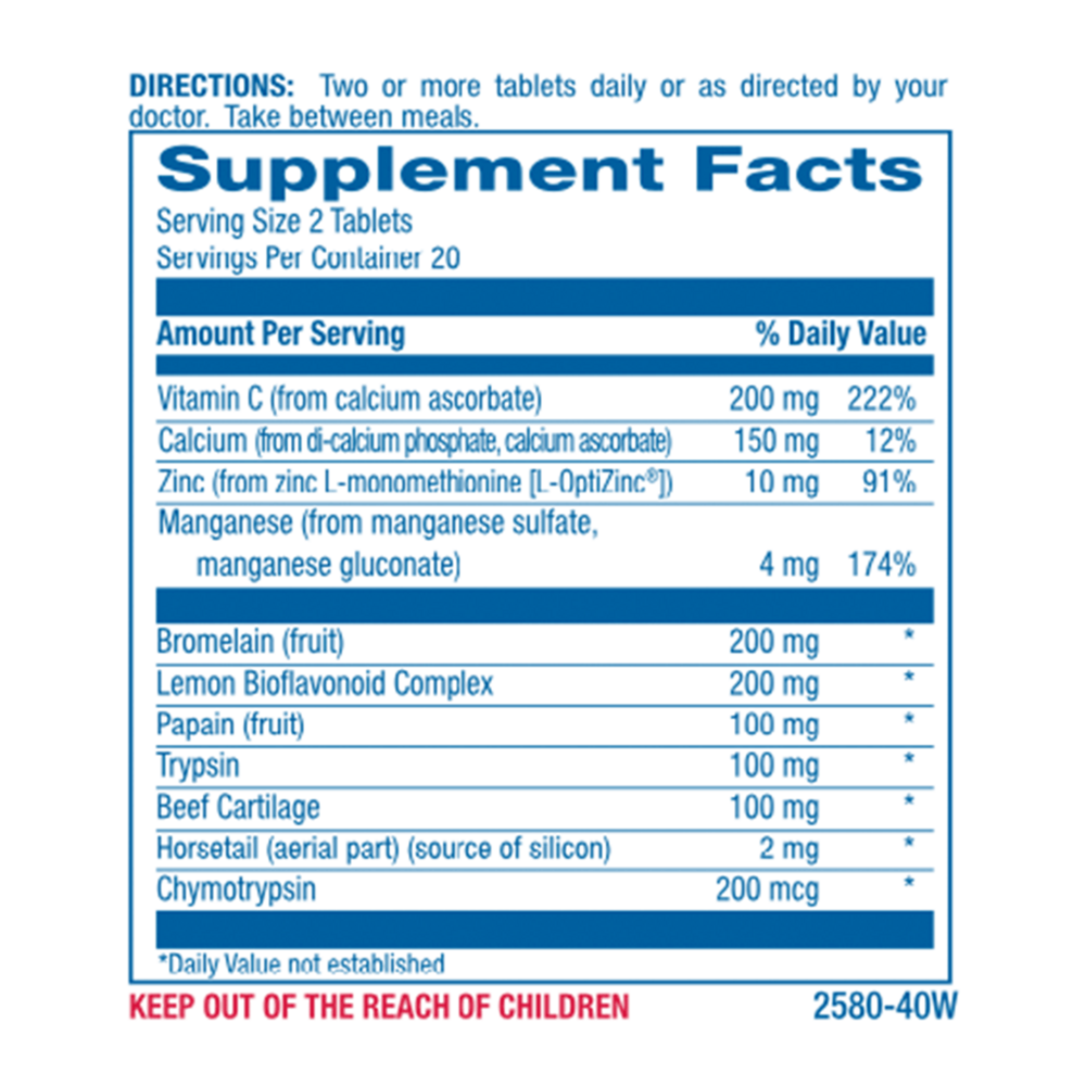 Zymain Supplement Facts Label