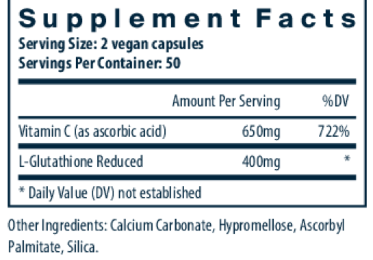 Glutathione 400mg Supplement Facts Label