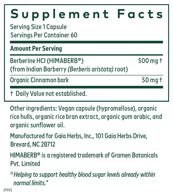 Berberine Metabolic Supplement Facts Label