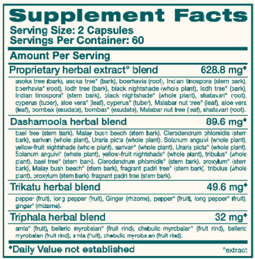 MenstriCare Supplement Facts Label