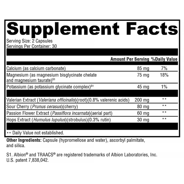 SynovX® Calm Supplement Facts Label