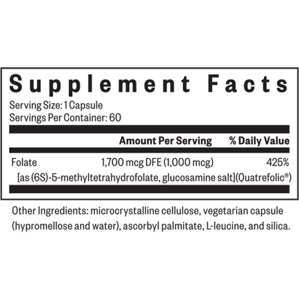 L-Methylfolate Supplement Facts Label