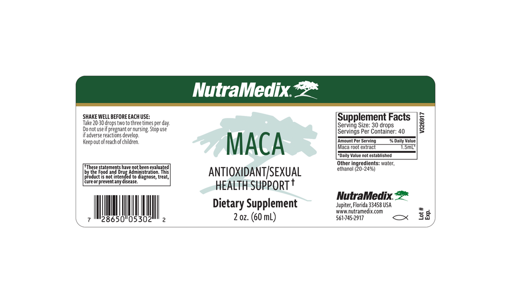Maca Supplement Facts Label