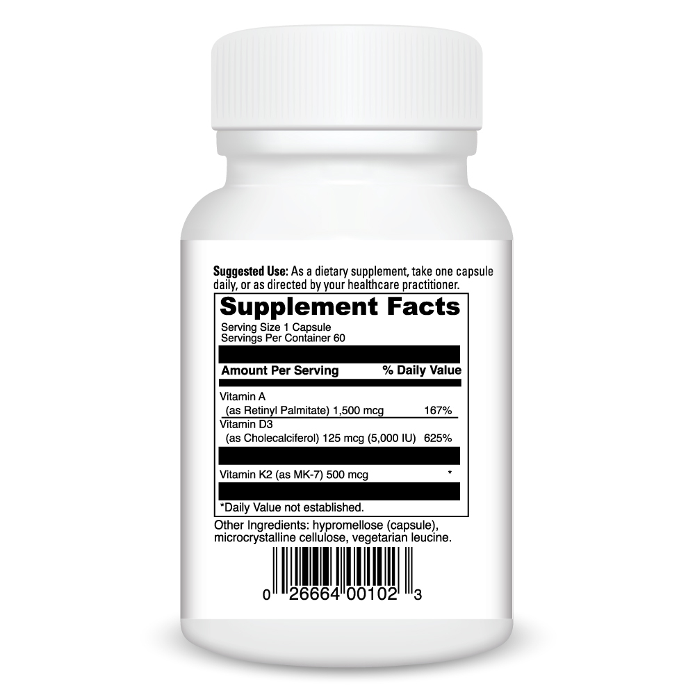 Vitamin A D K Complete Supplement Facts Label