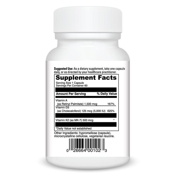 Vitamin A D K Complete Supplement Facts Label