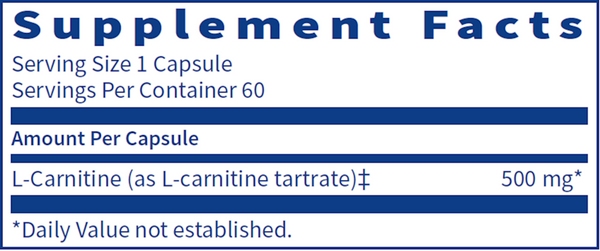 L-Carnitine Tartrate Supplement Facts Label