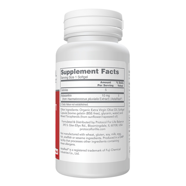 Astaxanthin 10 mg Supplement Facts Label