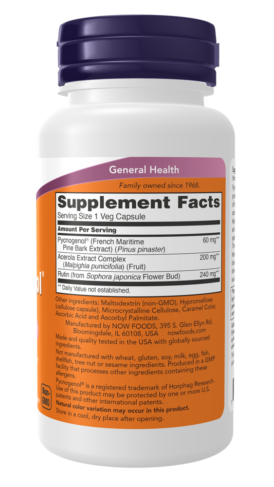 Pycnogenol 60 mg Supplement Facts Label