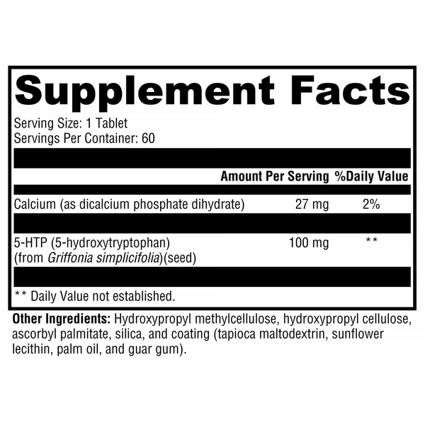 5-HTP CR Supplement Facts Label