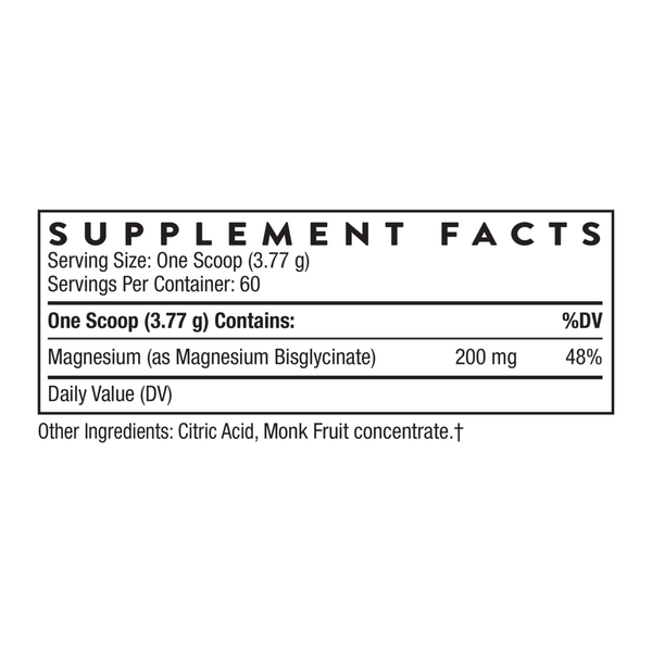 Magnesium Bisglycinate NSF Supplement Facts Label