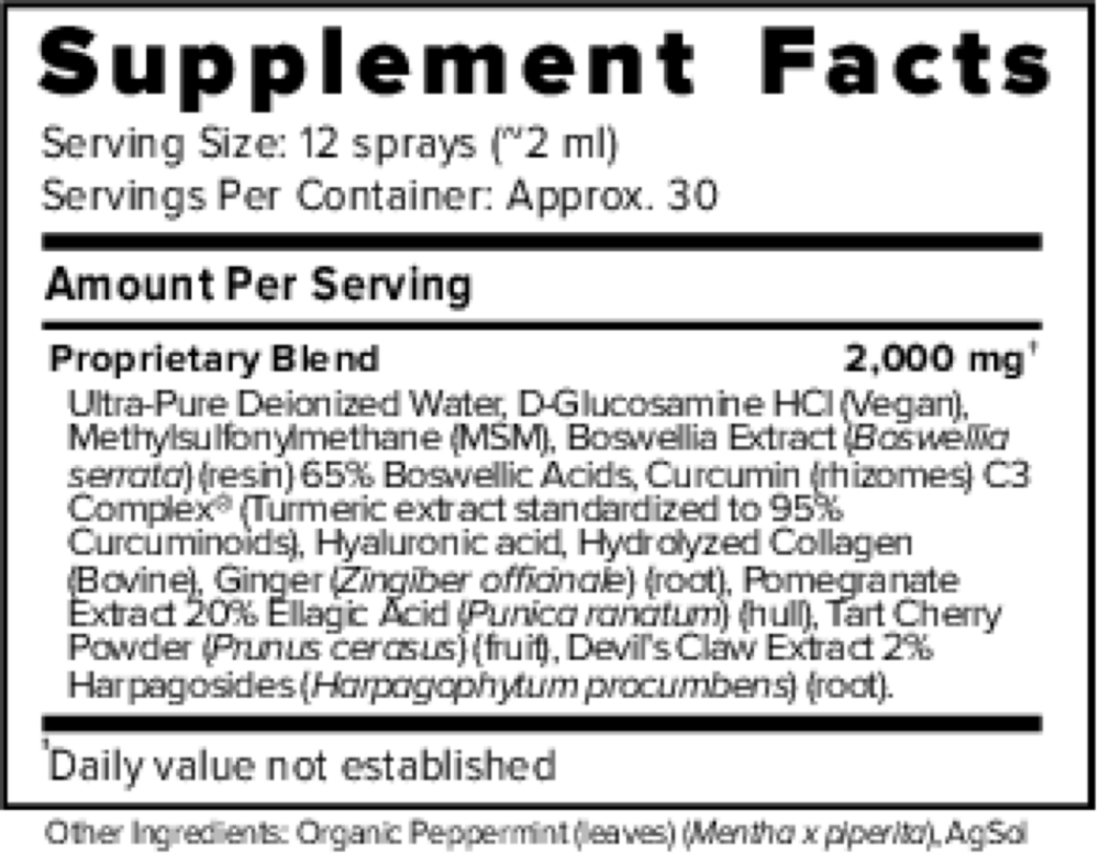 ACJ Joint Extra Strength Supplement Facts Label