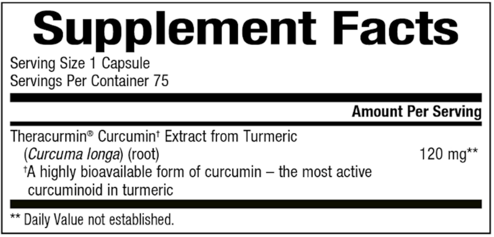 Theracurmin 2X Supplement Facts Label