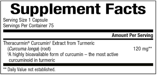 Theracurmin 2X Supplement Facts Label
