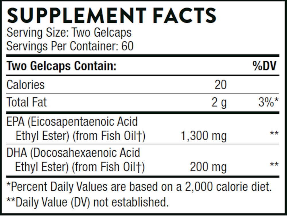 Super EPA Pro Supplement Facts Label