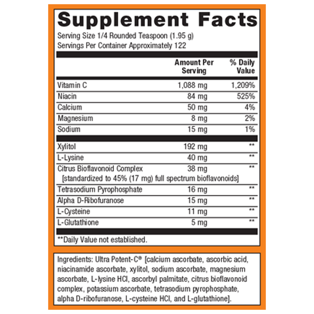 Ultra Potent-C Powder Supplement Facts Label