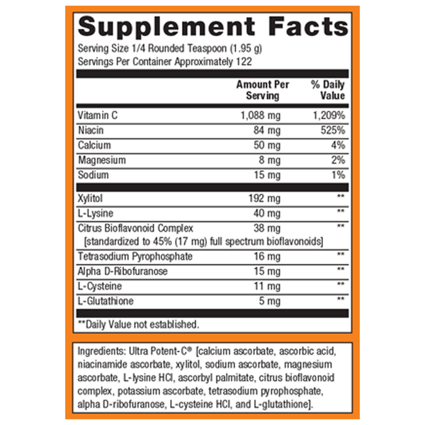 Ultra Potent-C Powder Supplement Facts Label