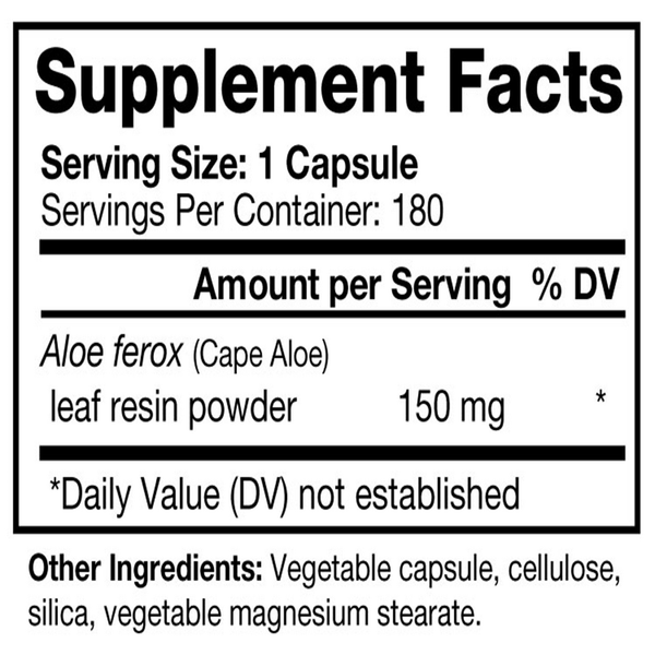 Aloe Lax 150 Supplement Facts Label