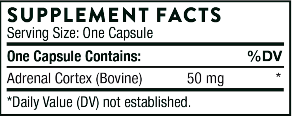 Adrenal Cortex Supplement Facts Label