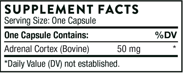 Adrenal Cortex Supplement Facts Label