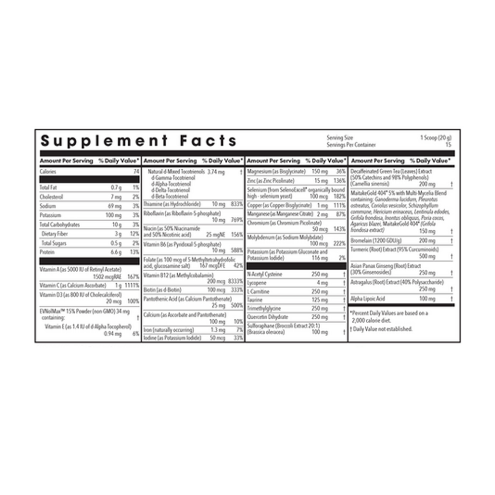 Wholly Immune Powder 300 Grams Supplement Facts Label