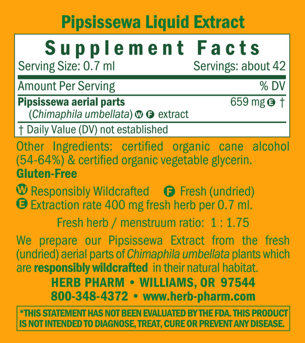 Pipsissewa Supplement Facts Label